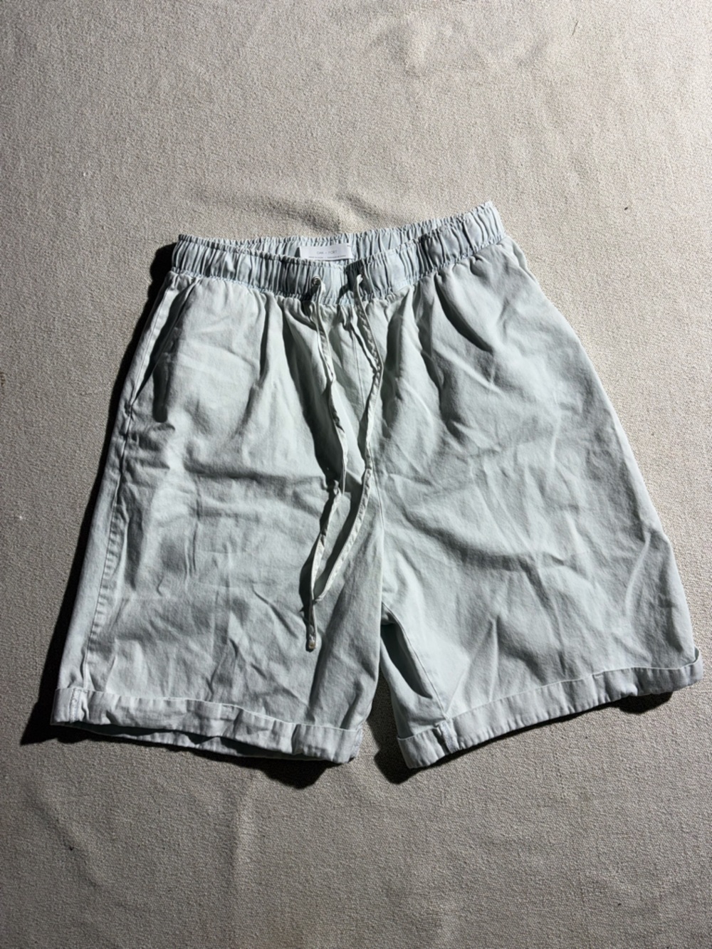 OAK + FORT Light Mint Elastic Waist Drawstring Shorts